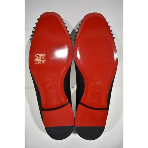 Christian Louboutin Navy Spooky Flat Black Spike Oxford Dress Loafer 42 9